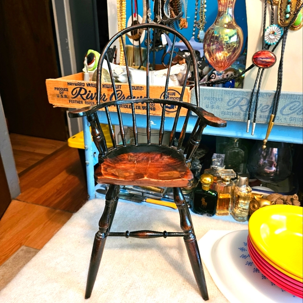 Rustic Antique Design Wooden Doll Chair - Picture 1 of 5